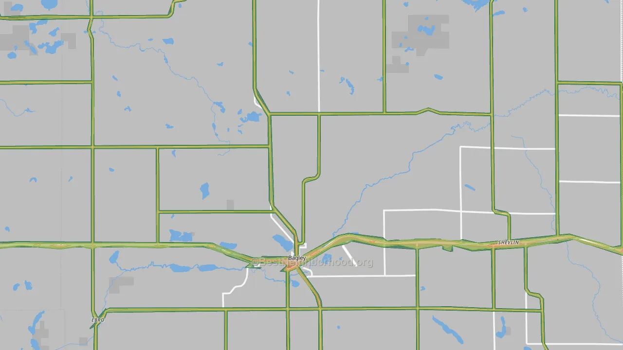 Clearwater County, MN Map of Noise Levels in Clearwater County