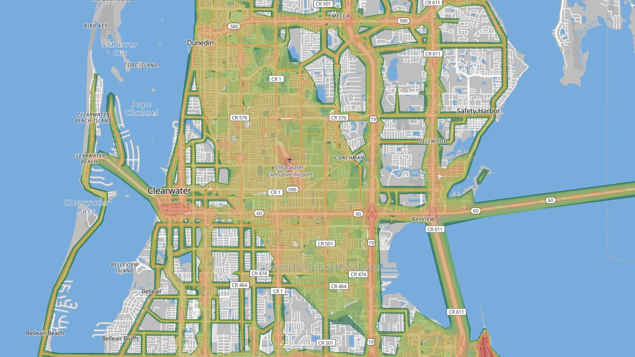 Clearwater, FL Map of Noise Levels in Clearwater