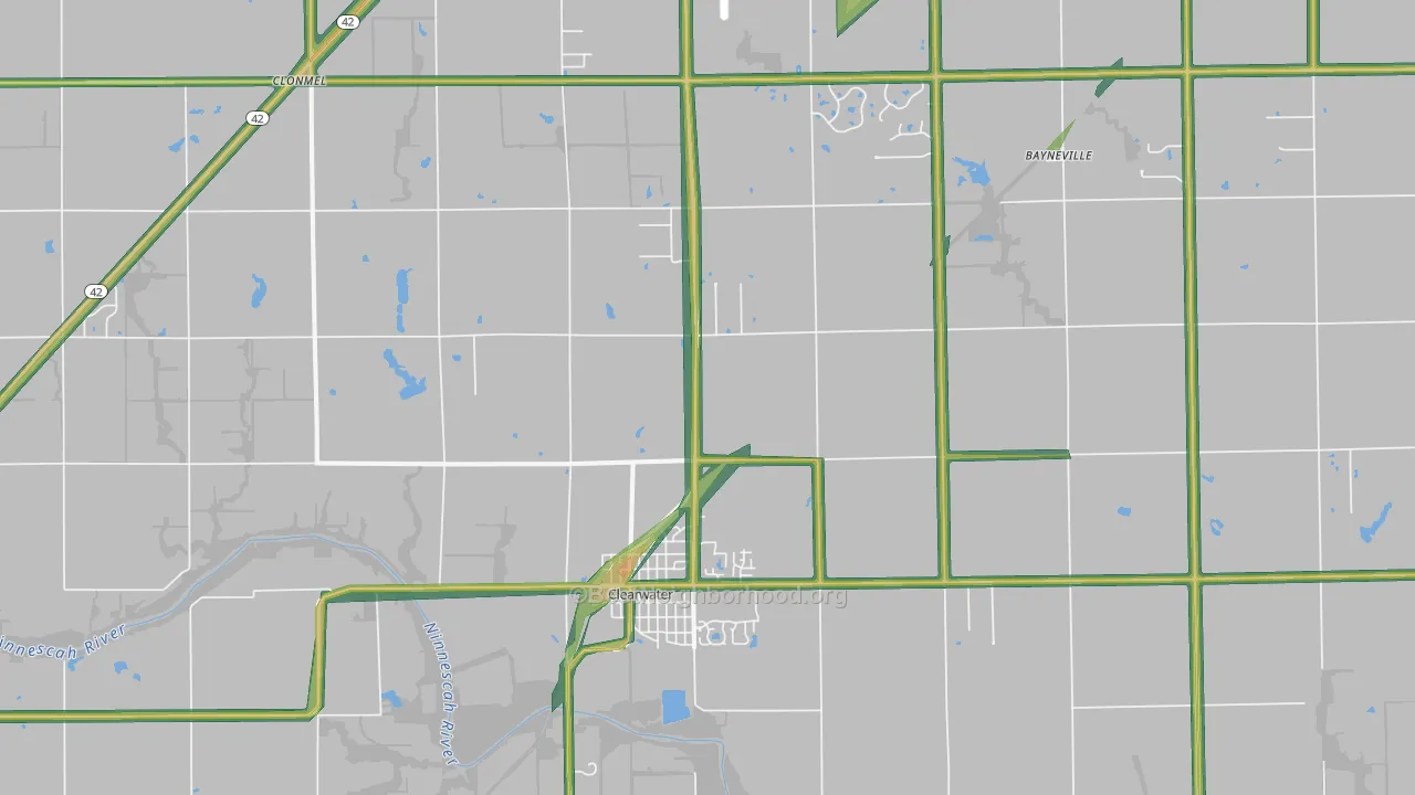 Clearwater, KS Map of Noise Levels in Clearwater