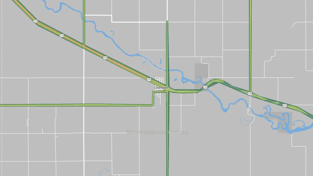 Clearwater, NE Map of Noise Levels in Clearwater