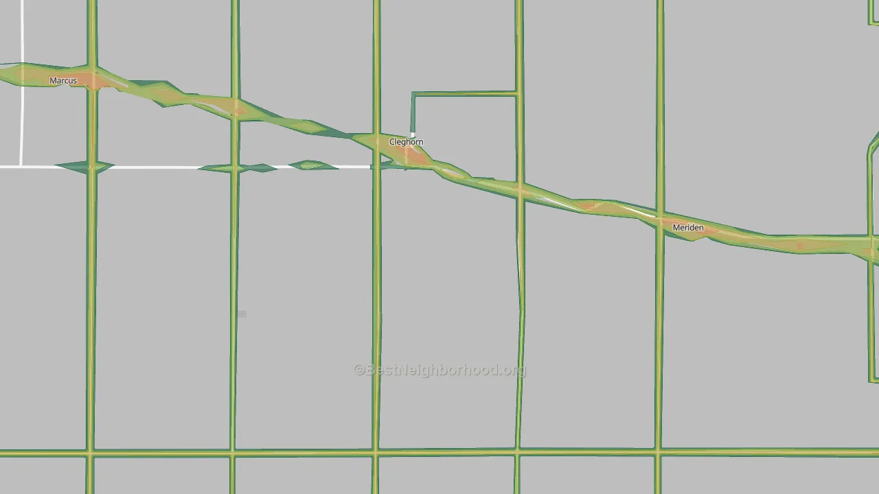 Cleghorn, IA Map of Noise Levels in Cleghorn