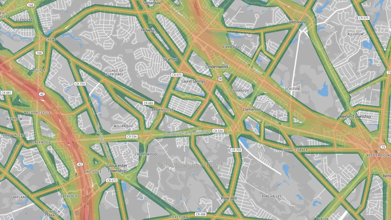 Clementon, NJ Map of Noise Levels in Clementon