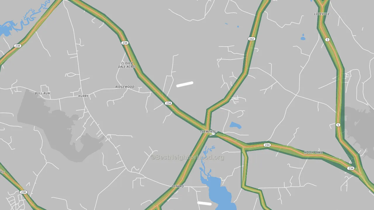Clements, MD Map of Noise Levels in Clements