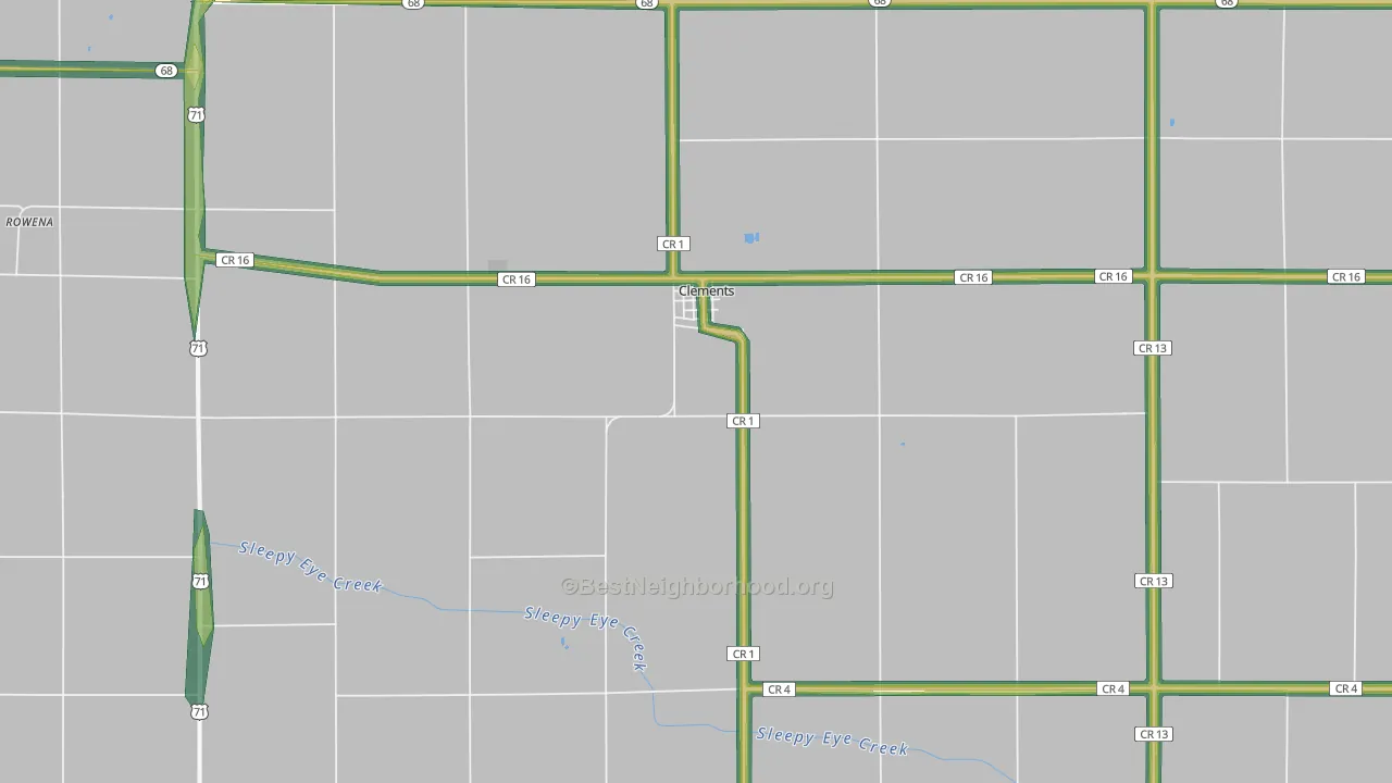 Clements, MN Map of Noise Levels in Clements