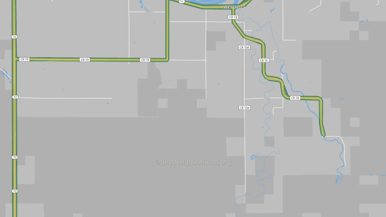 Clementson, MN Map of Noise Levels in Clementson