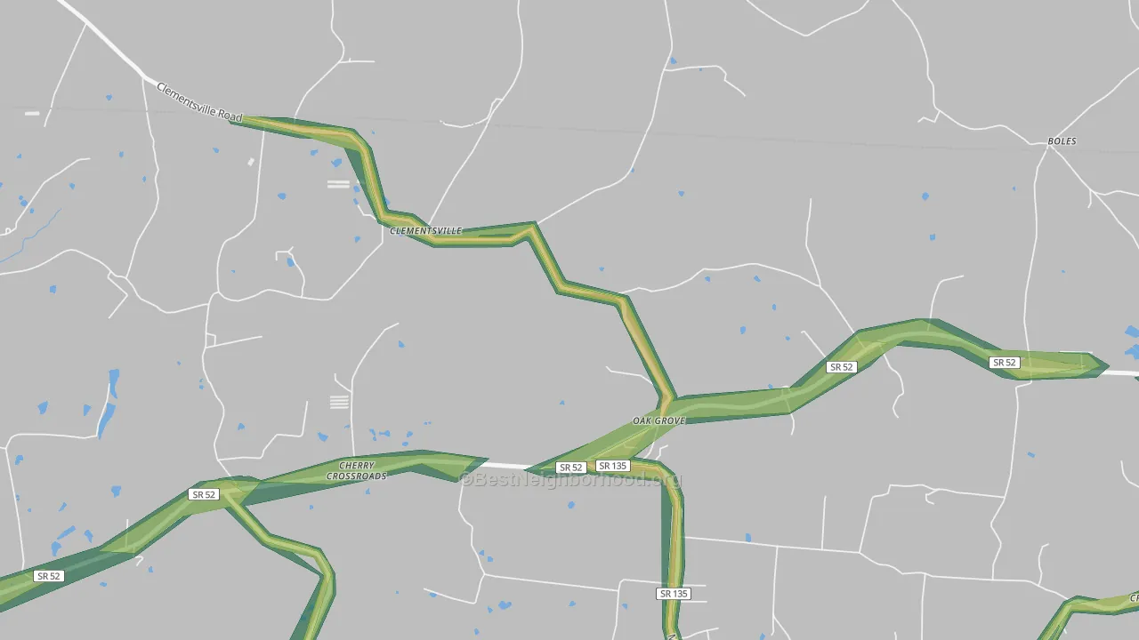 Clementsville, TN Map of Noise Levels in Clementsville