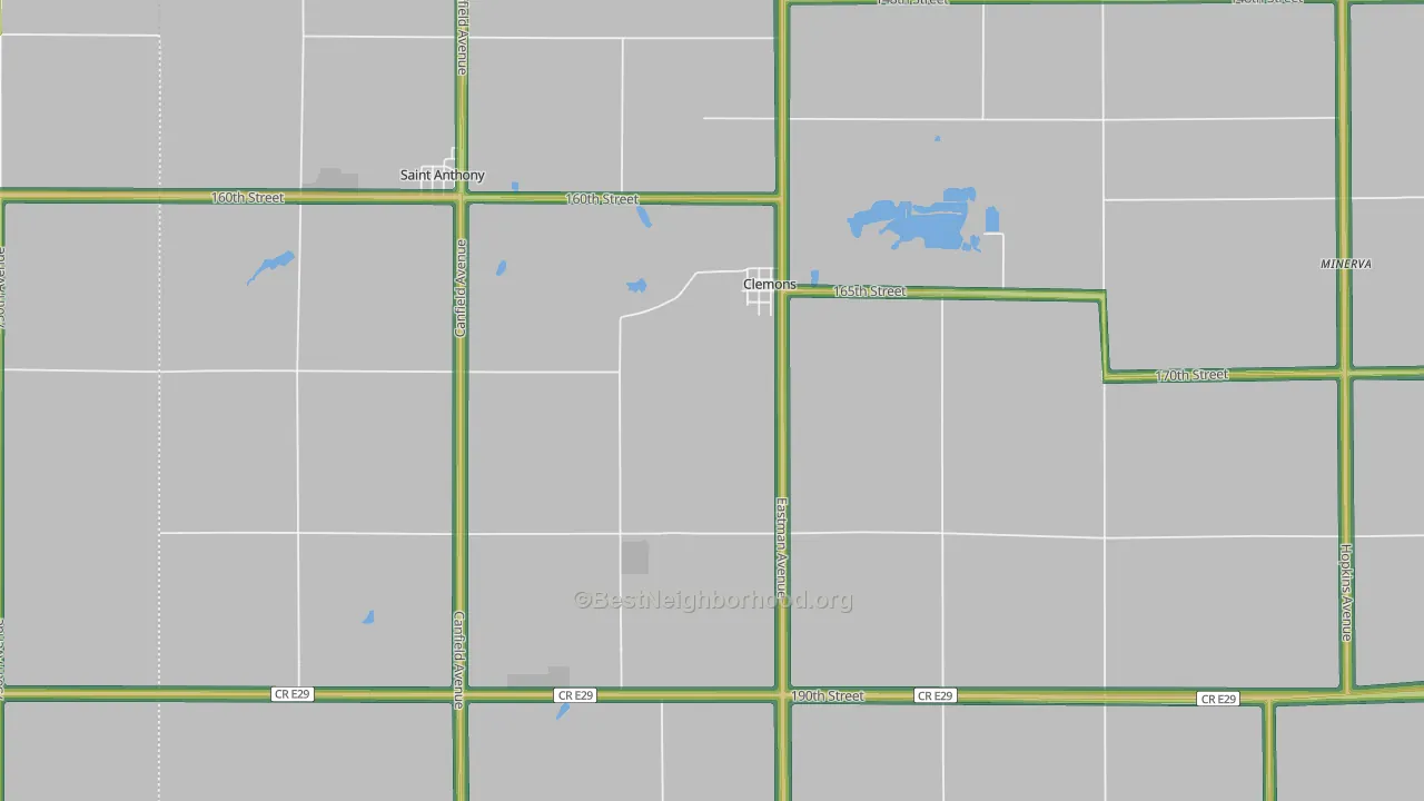 Clemons, IA Map of Noise Levels in Clemons