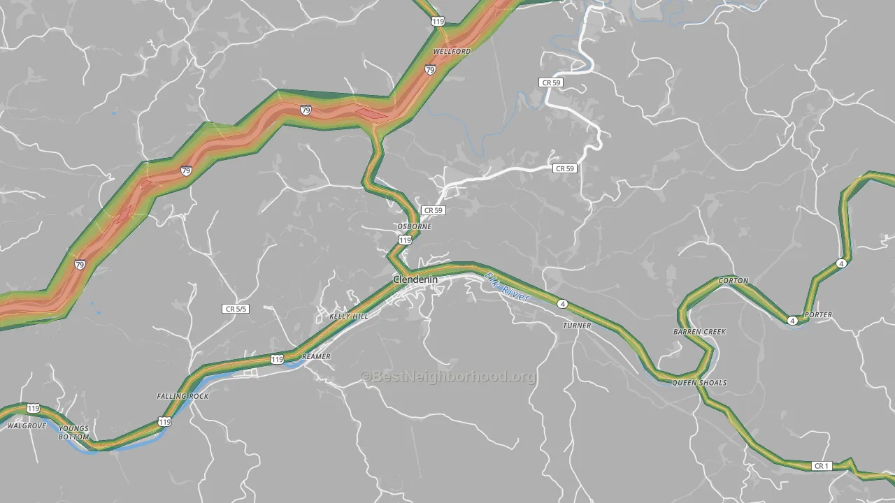 Clendenin, WV Map of Noise Levels in Clendenin