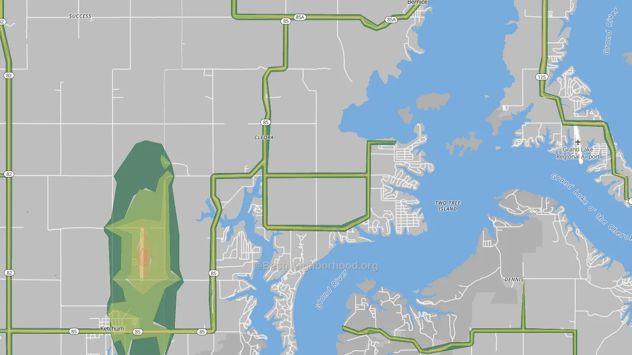Cleora, OK Map of Noise Levels in Cleora