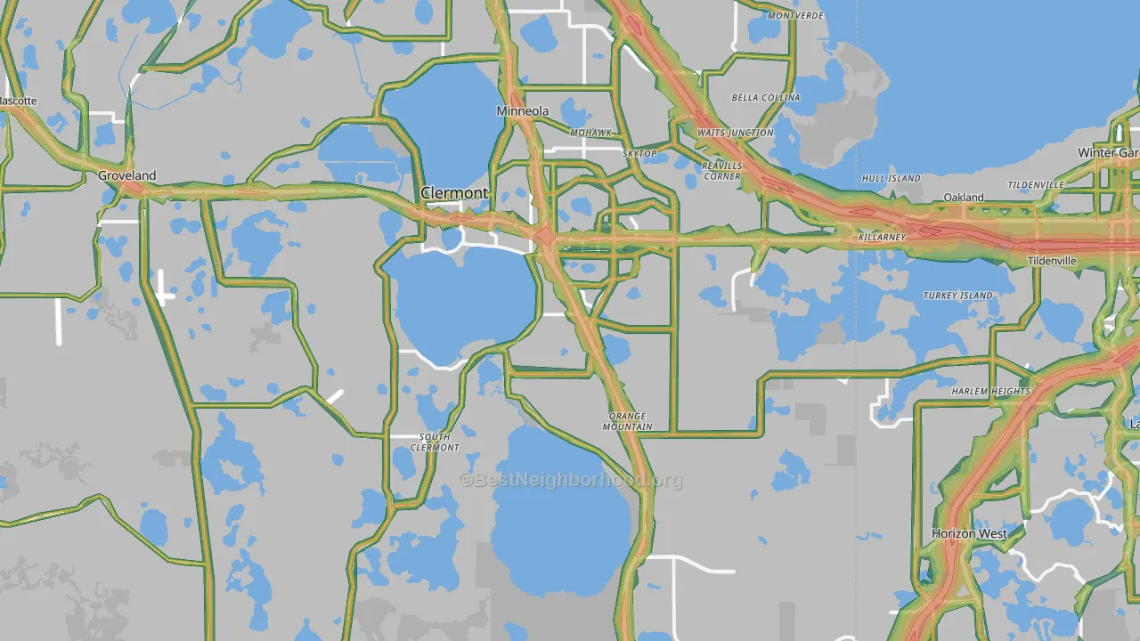 Clermont, FL Map of Noise Levels in Clermont