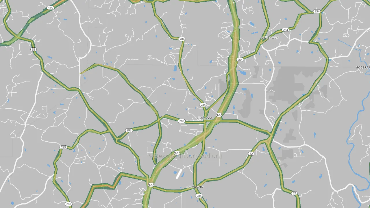 Clermont, GA Map of Noise Levels in Clermont
