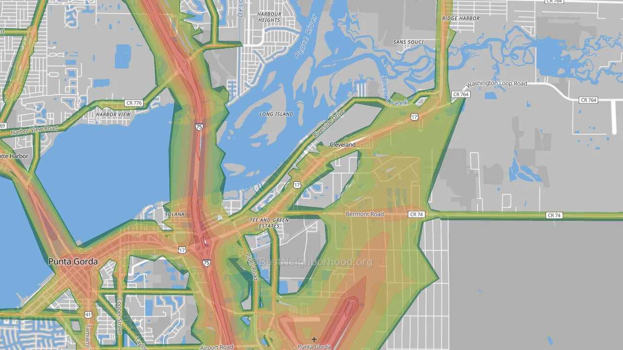 Cleveland, FL Map of Noise Levels in Cleveland