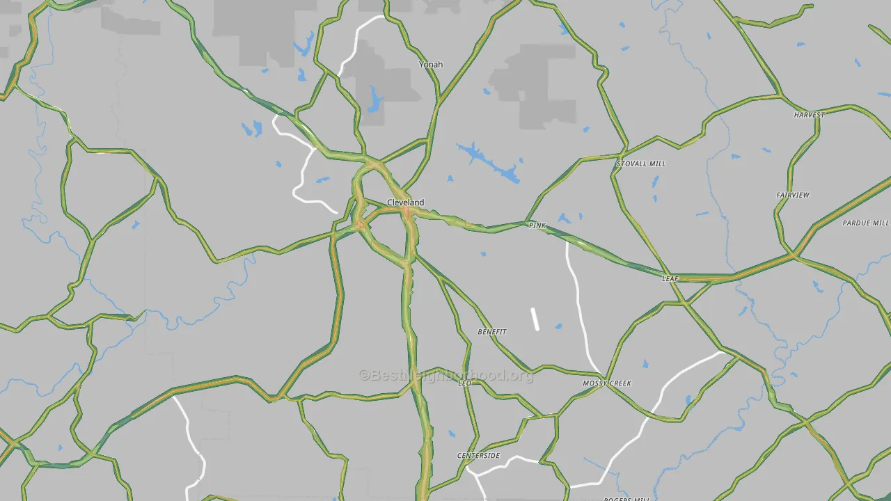 Cleveland, GA Map of Noise Levels in Cleveland