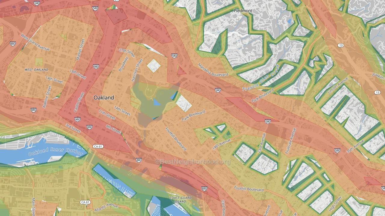Cleveland Heights, Oakland, CA Map of Noise Levels in Cleveland Heights