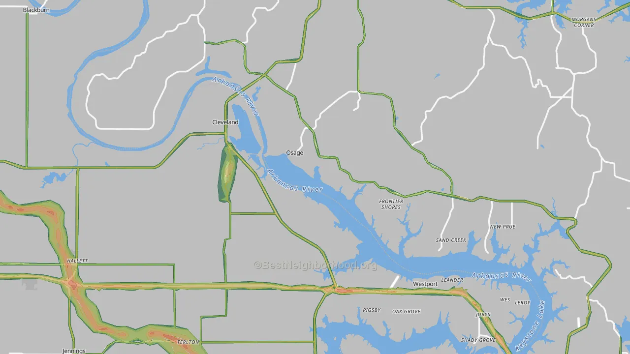 Cleveland, OK Map of Noise Levels in Cleveland