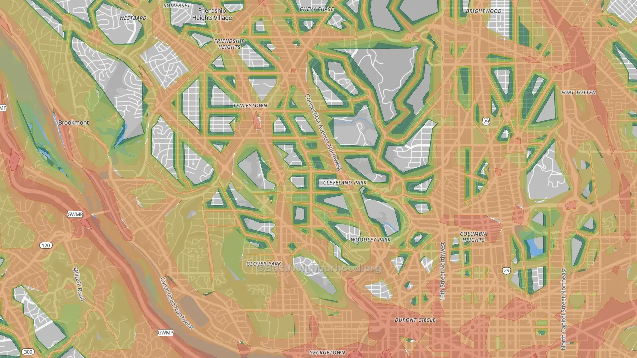 Cleveland Park, Washington, DC Map of Noise Levels in Cleveland Park