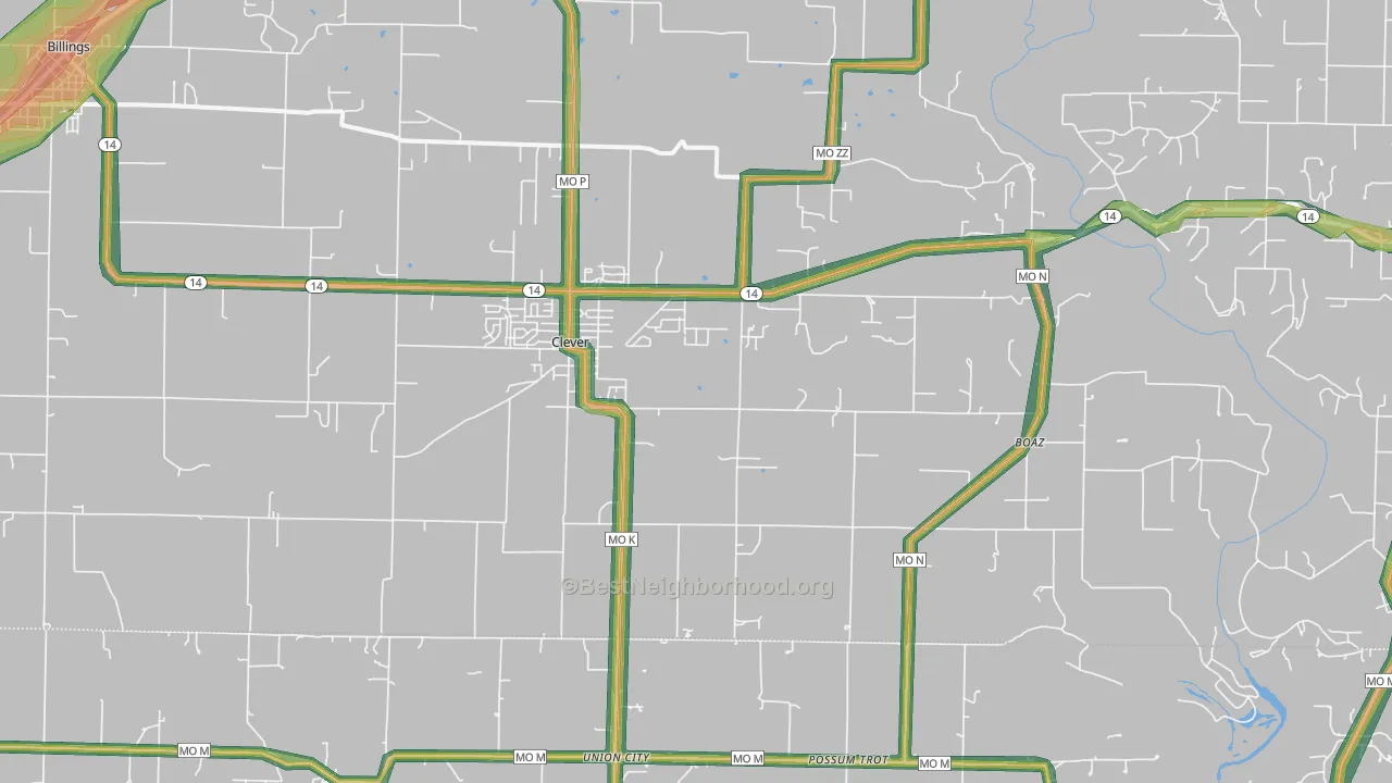 Clever, MO Map of Noise Levels in Clever