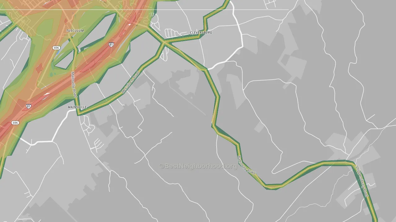 Cleversburg, PA Map of Noise Levels in Cleversburg