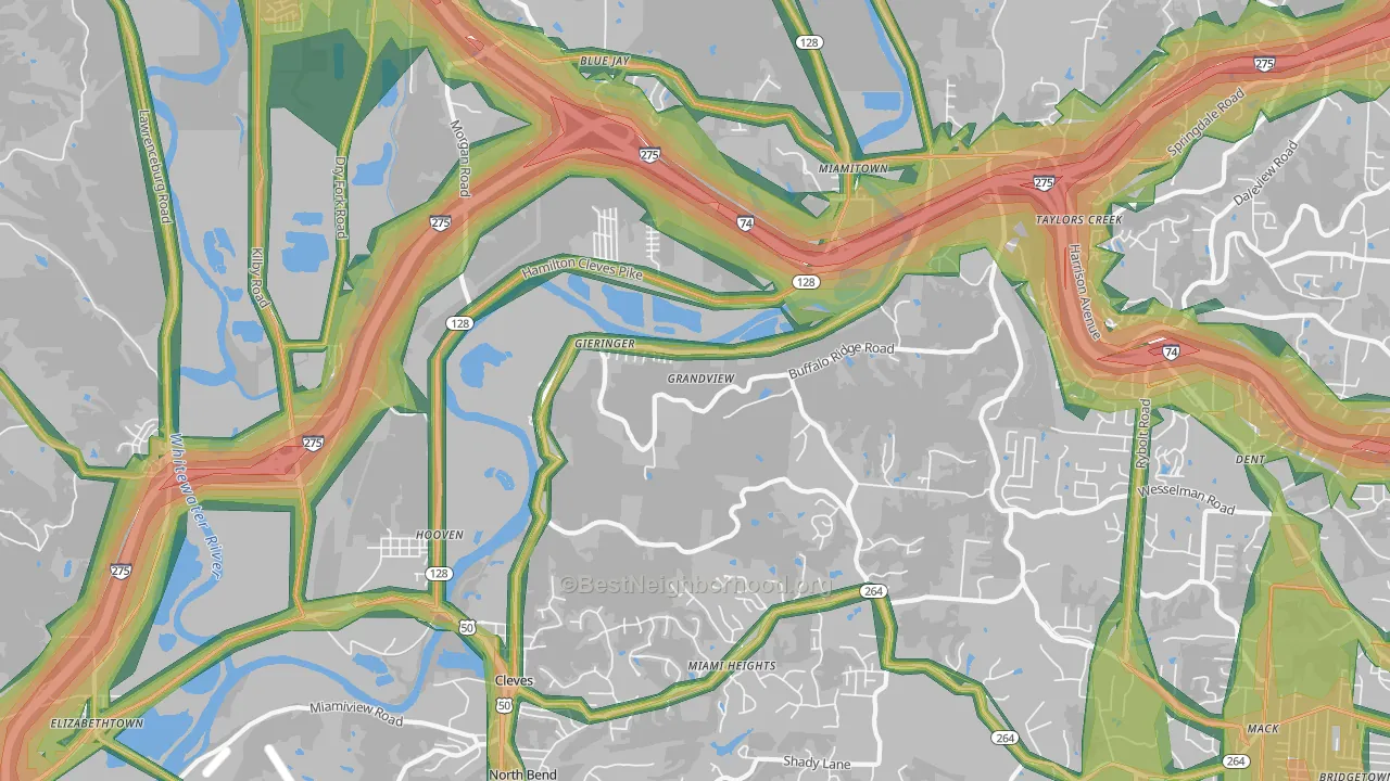 Cleves, OH Map of Noise Levels in Cleves