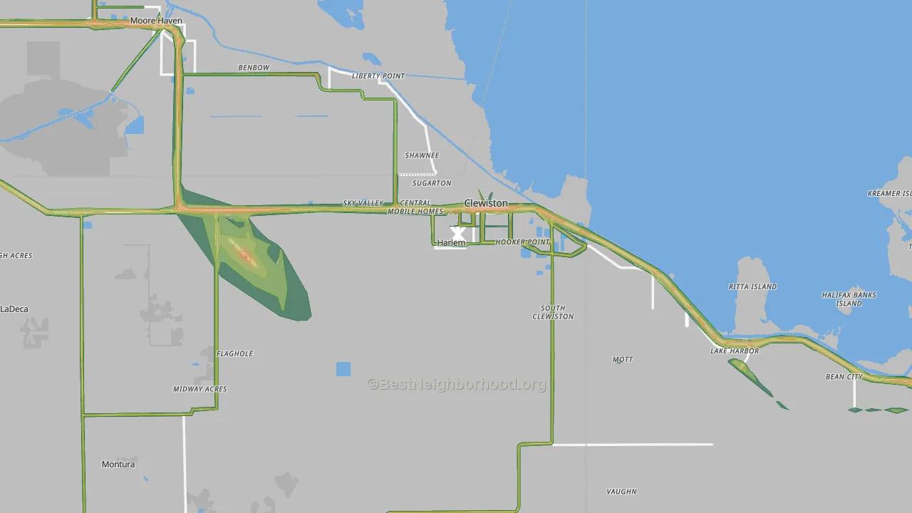 Clewiston, FL Map of Noise Levels in Clewiston