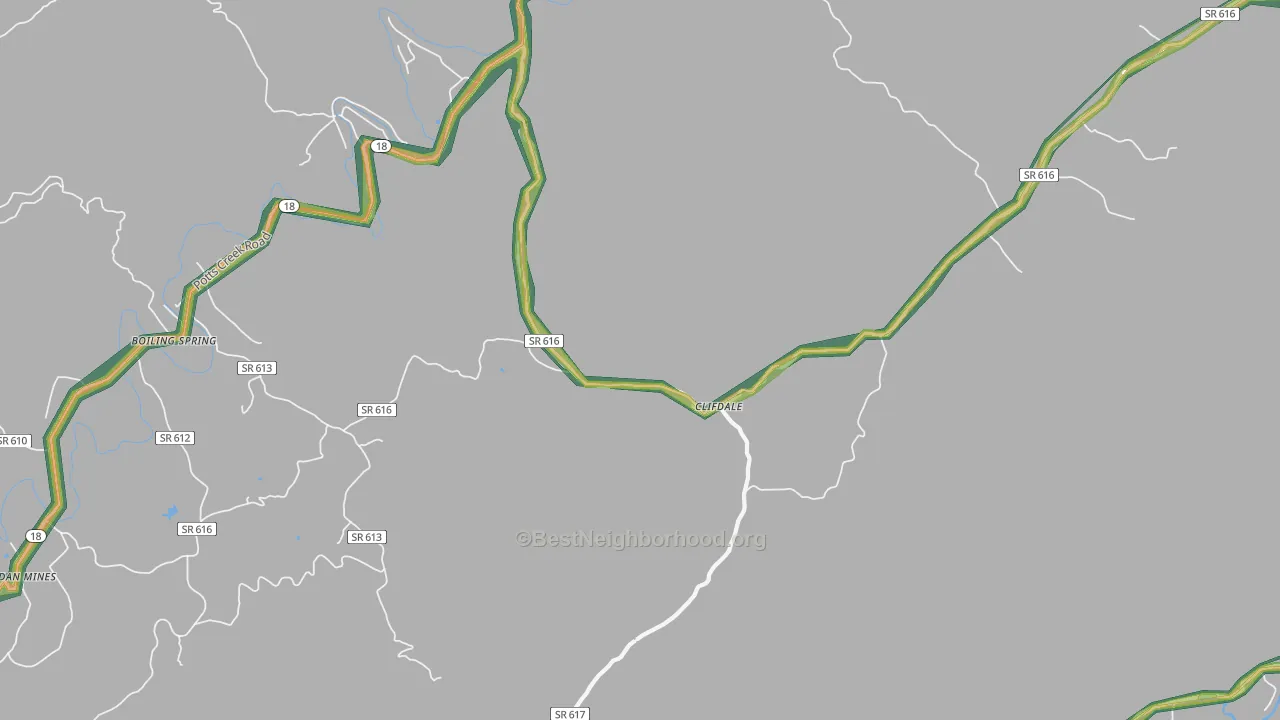 Clifdale, VA Map of Noise Levels in Clifdale