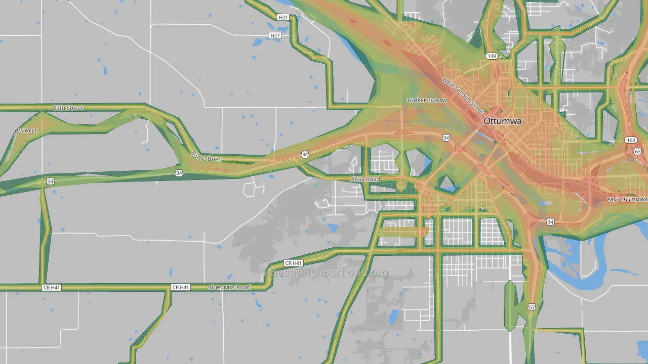 Cliffland, IA Map of Noise Levels in Cliffland