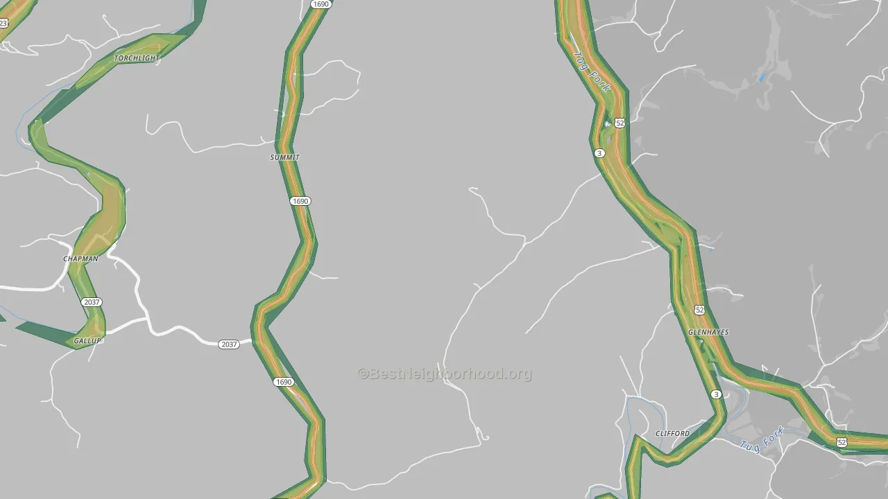 Clifford, KY Map of Noise Levels in Clifford