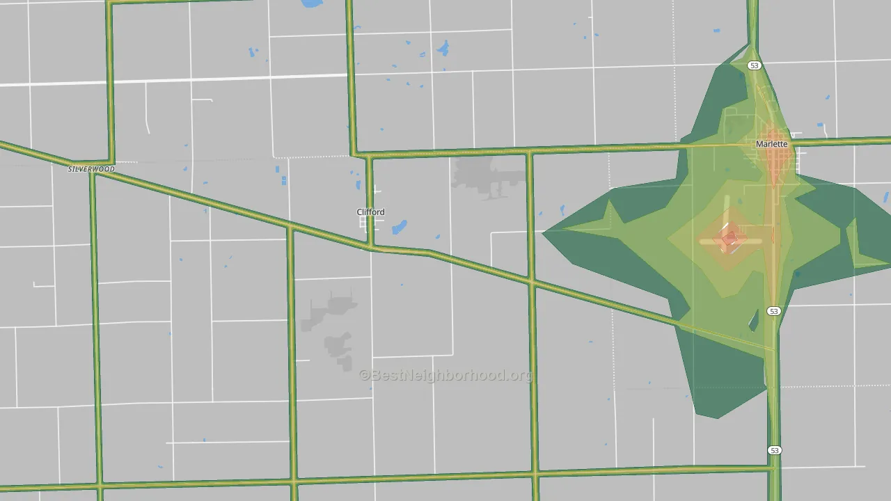 Clifford, MI Map of Noise Levels in Clifford