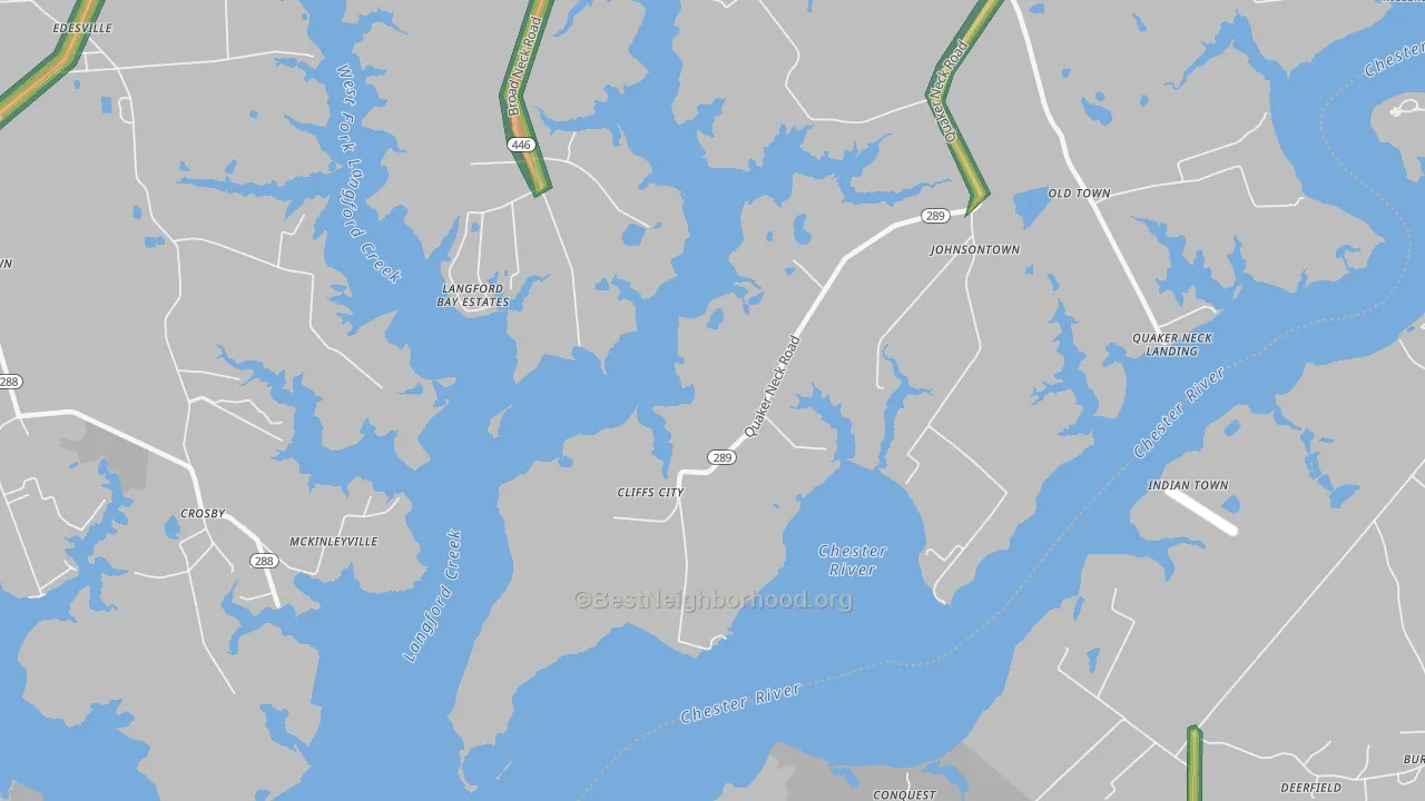Cliffs City, MD Map of Noise Levels in Cliffs City