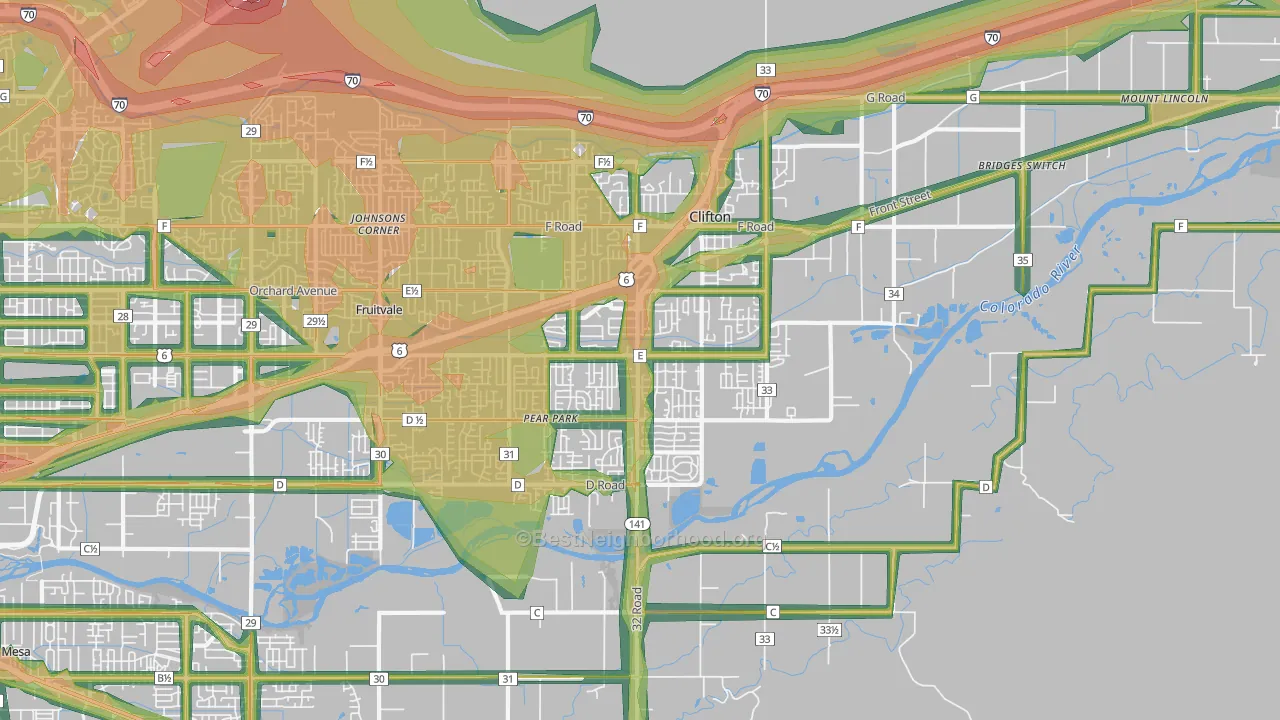 Clifton, CO Map of Noise Levels in Clifton
