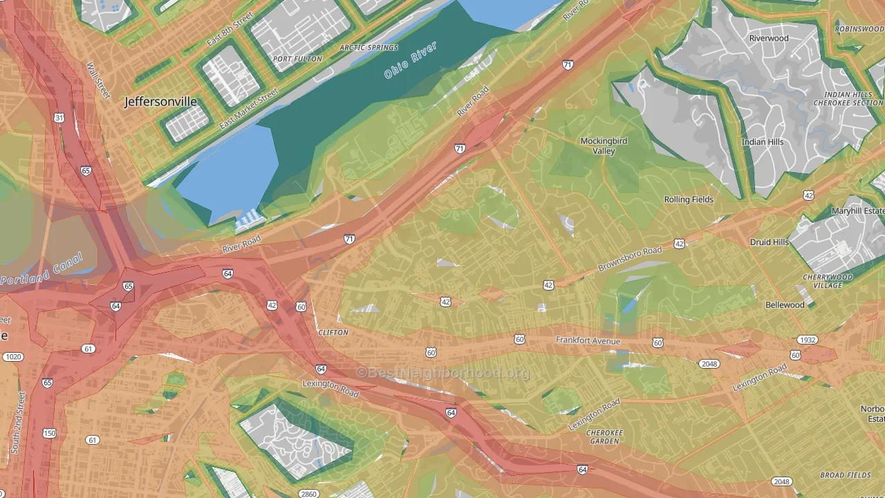 Clifton Heights, Louisville, KY Map of Noise Levels in Clifton Heights