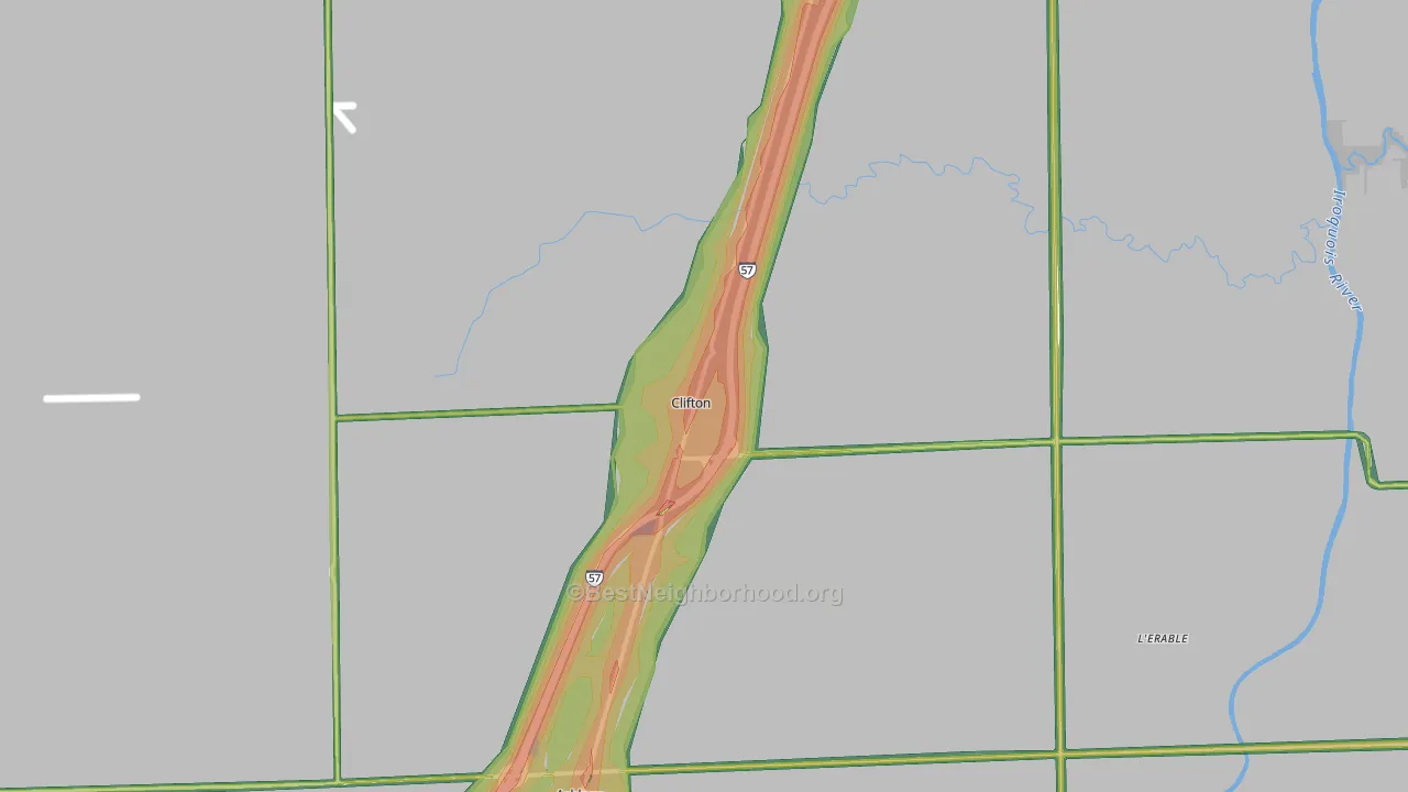 Clifton, IL Map of Noise Levels in Clifton