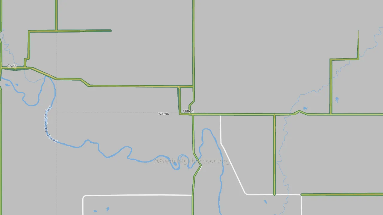 Clifton, KS Map of Noise Levels in Clifton