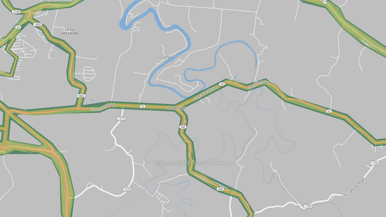 Clifton, KY Map of Noise Levels in Clifton
