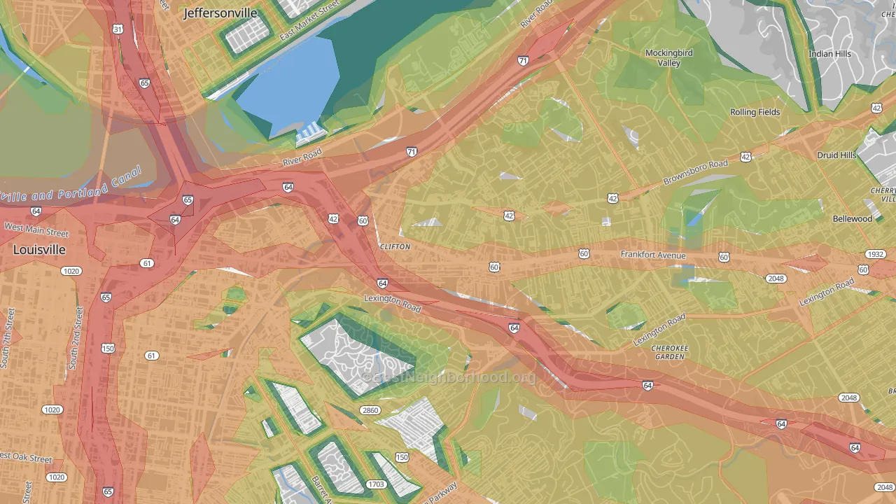 Clifton, Louisville, KY Map of Noise Levels in Clifton