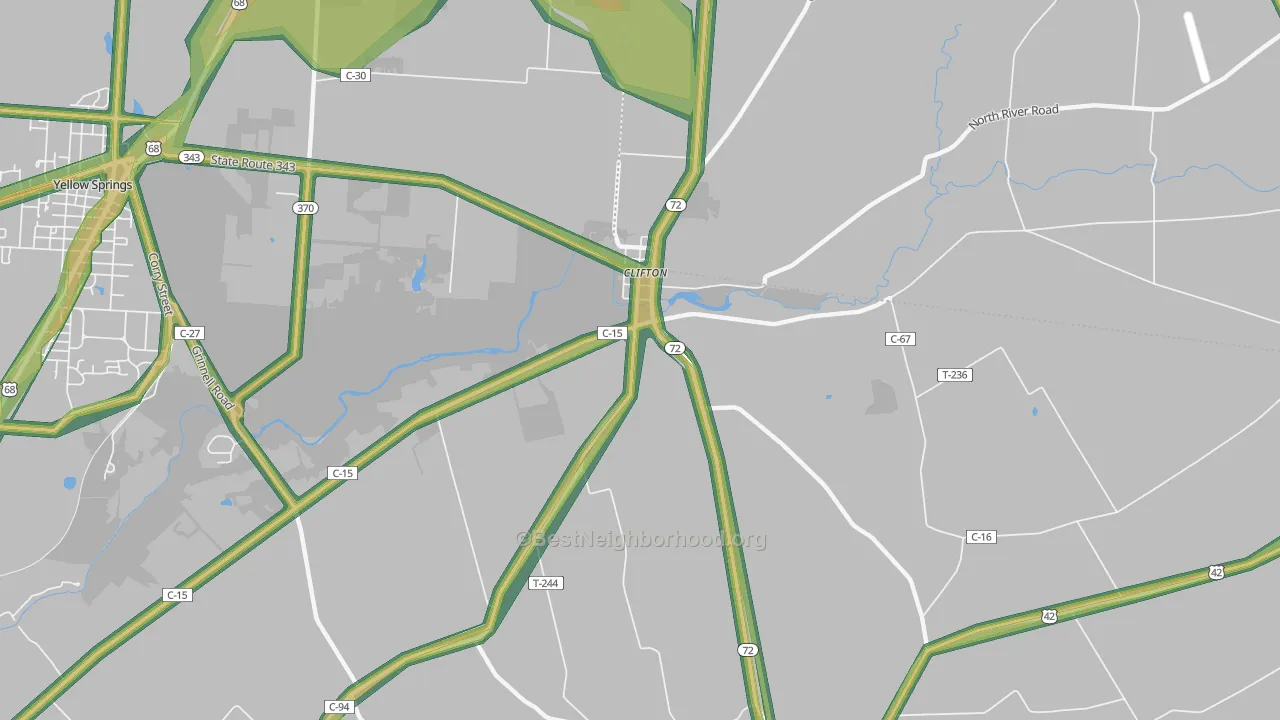 Clifton, OH Map of Noise Levels in Clifton
