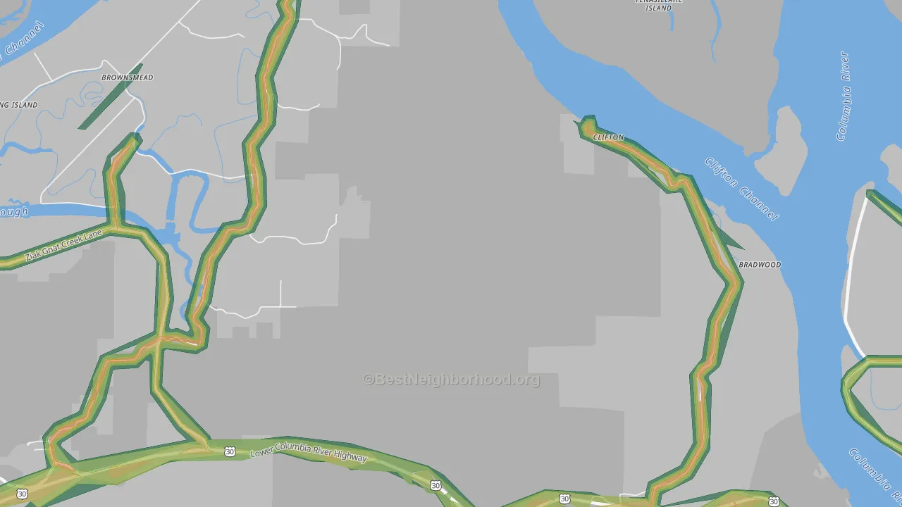 Clifton, OR Map of Noise Levels in Clifton