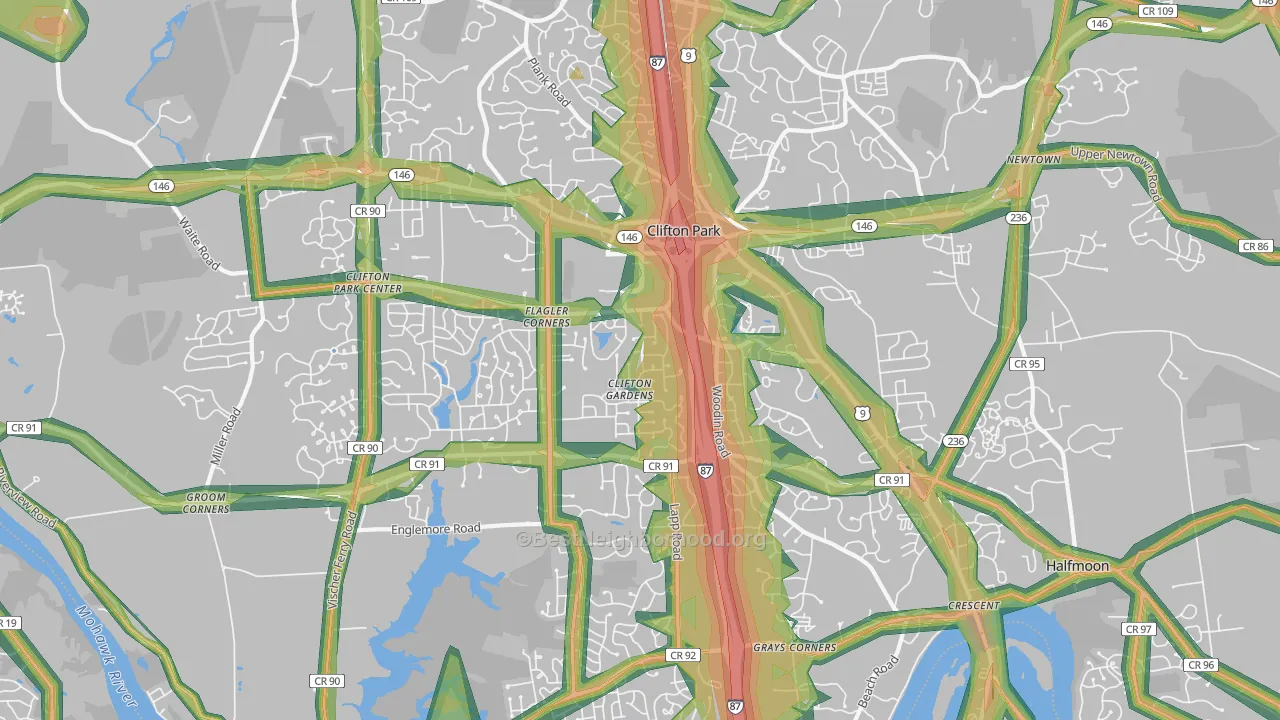 Clifton Park, NY Map of Noise Levels in Clifton Park