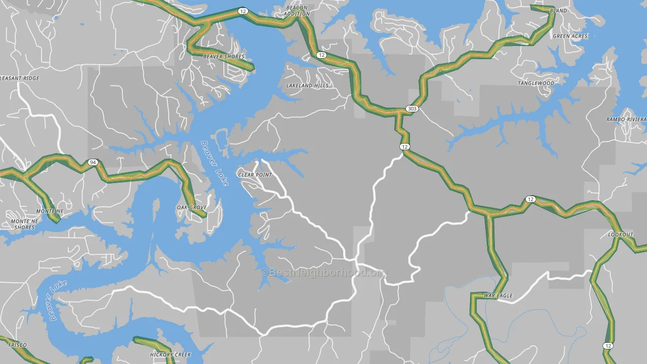 Clifty, AR Map of Noise Levels in Clifty