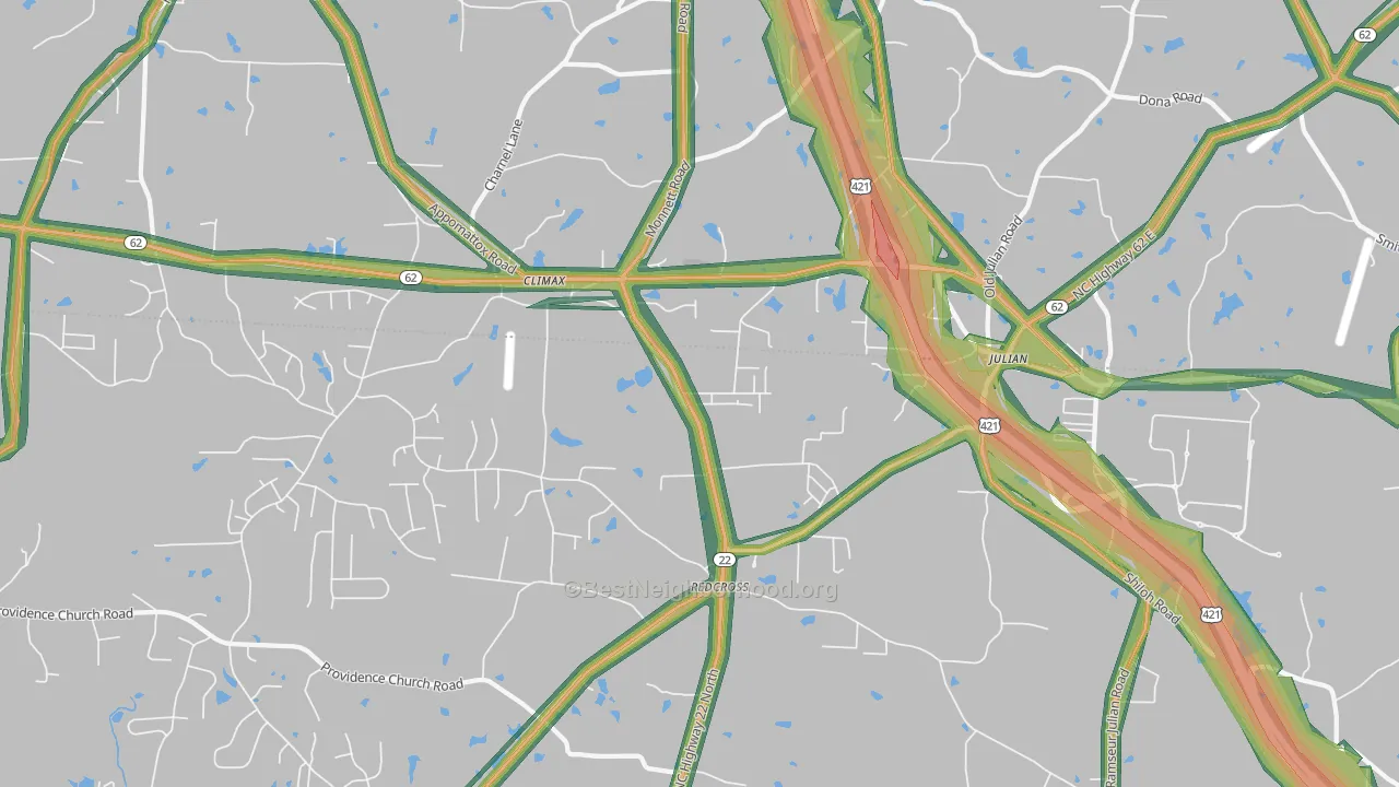 Climax, NC Map of Noise Levels in Climax
