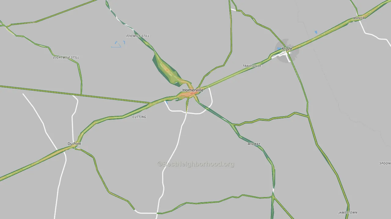 Clinch County, GA Map of Noise Levels in Clinch County