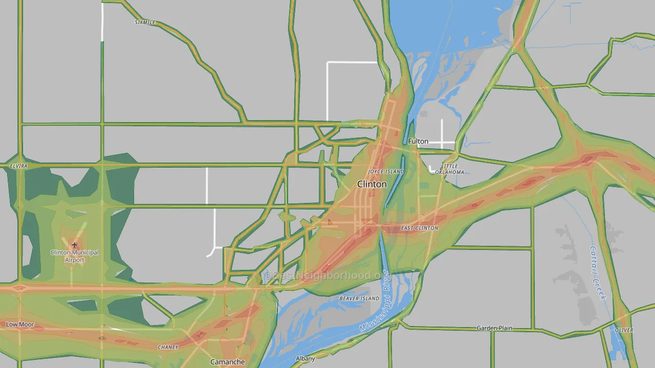 Clinton, IA Map of Noise Levels in Clinton