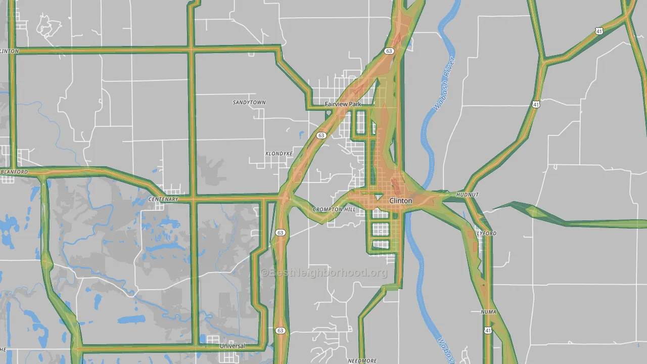 Clinton, IN Map of Noise Levels in Clinton