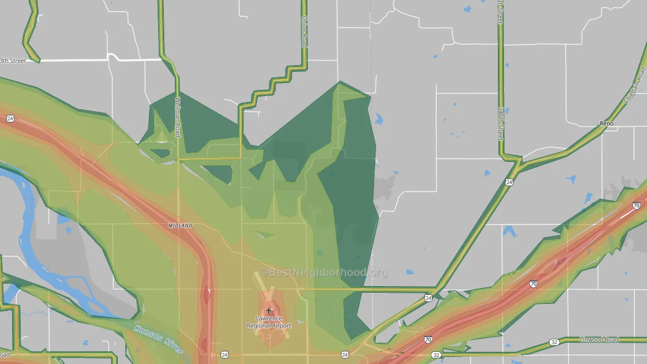 Clinton, KS Map of Noise Levels in Clinton