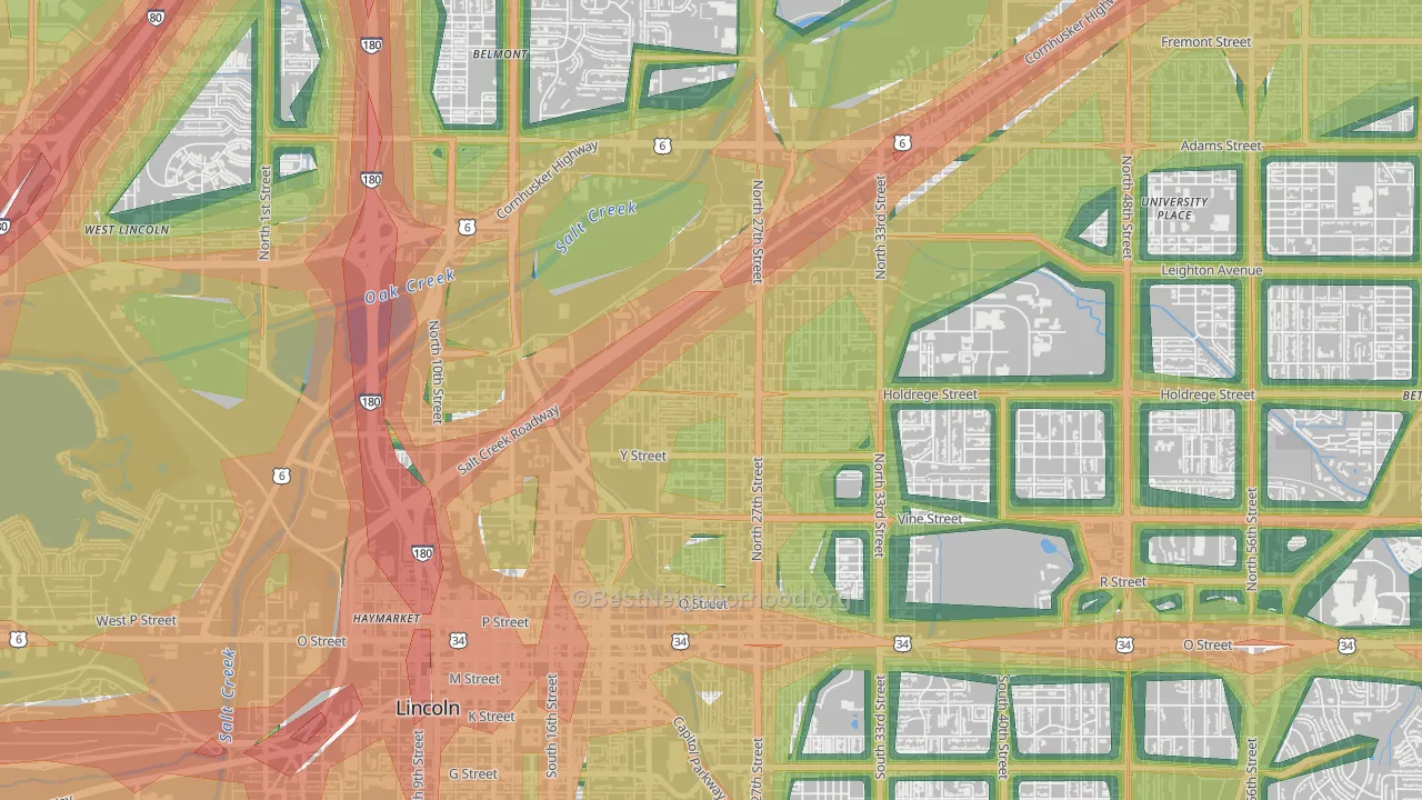 Clinton, Lincoln, NE Map of Noise Levels in Clinton