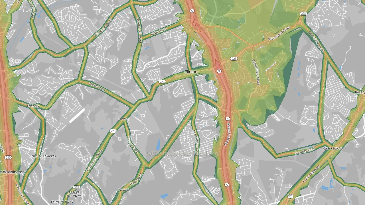 Clinton, MD Map of Noise Levels in Clinton