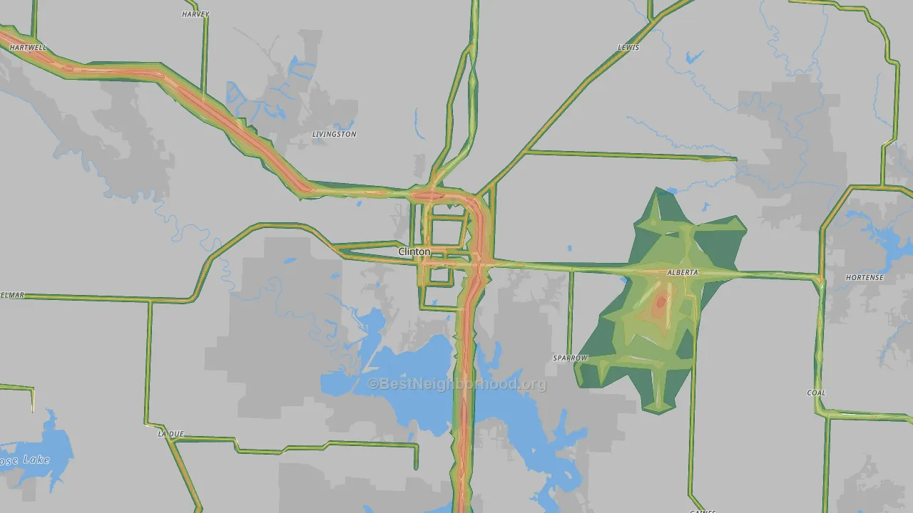 Clinton, MO Map of Noise Levels in Clinton