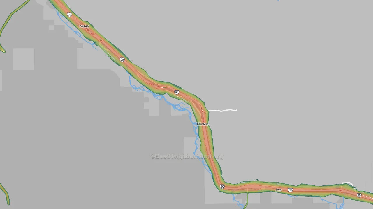 Clinton, MT Map of Noise Levels in Clinton