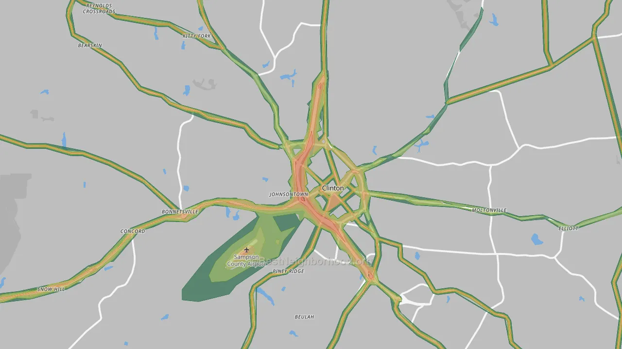 Clinton, NC Map of Noise Levels in Clinton