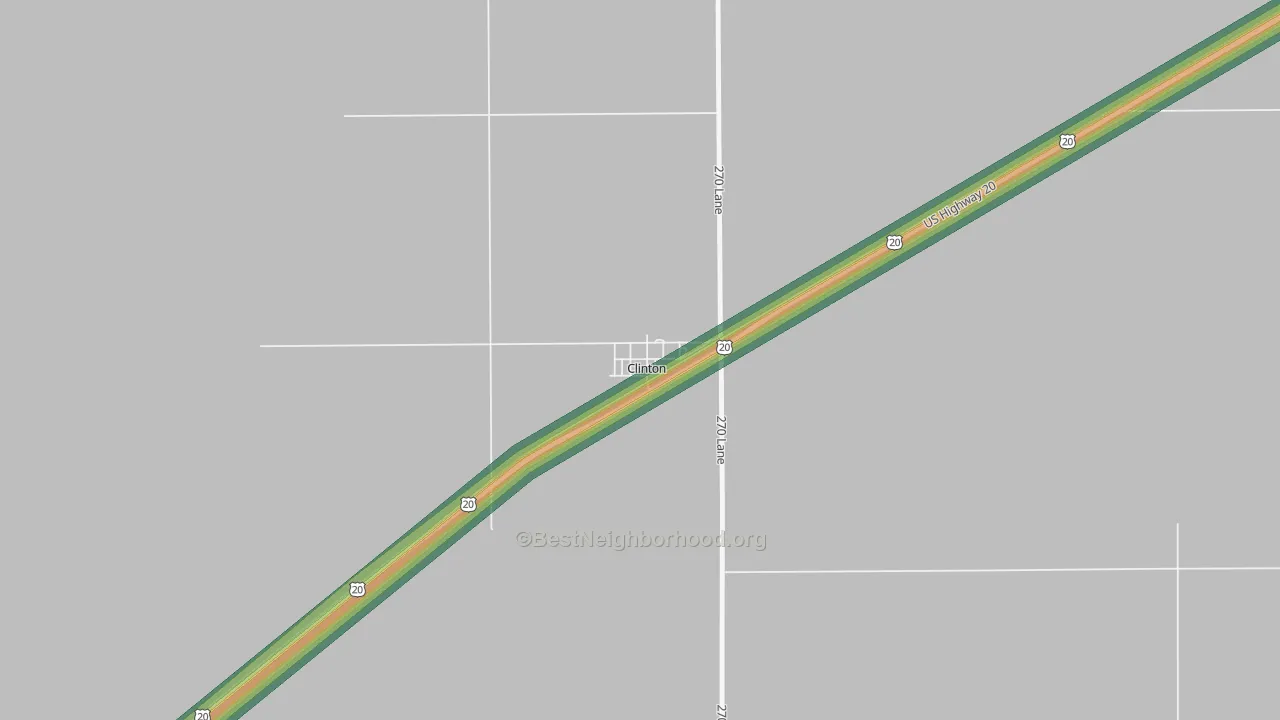 Clinton, NE Map of Noise Levels in Clinton